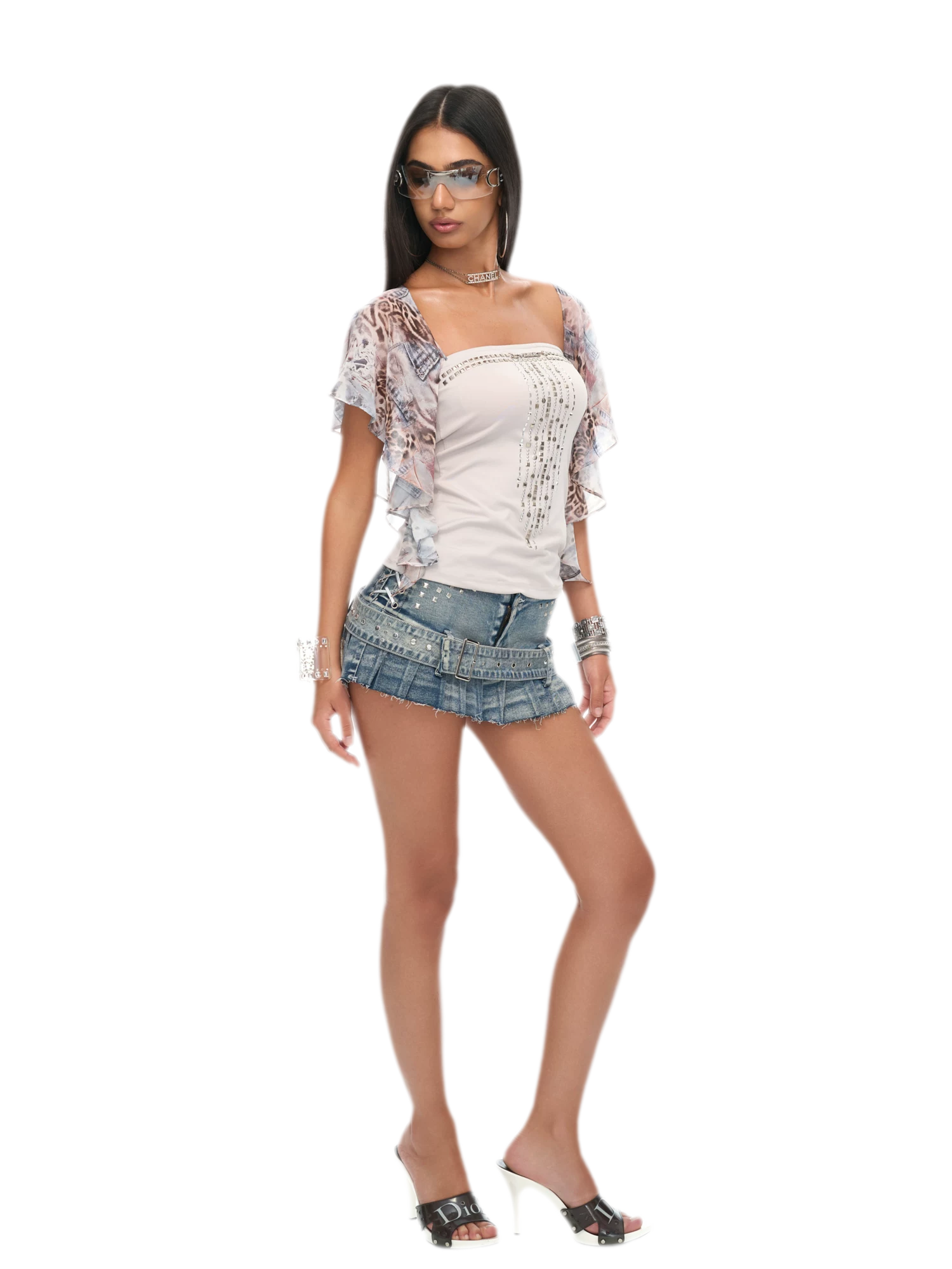 Irregular Ruffle False Two-Piece Bustier Top