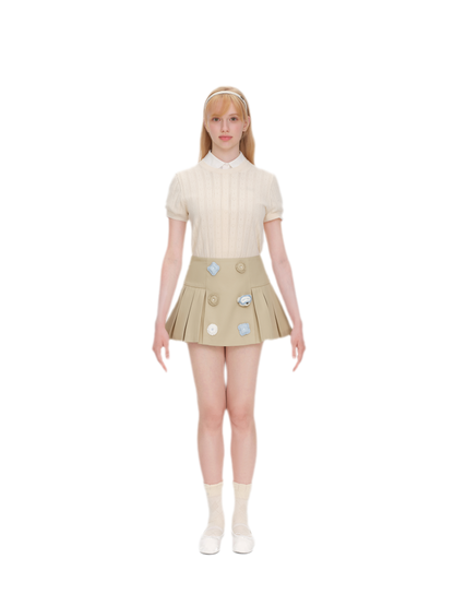 Bear Pleated Cotton Skort