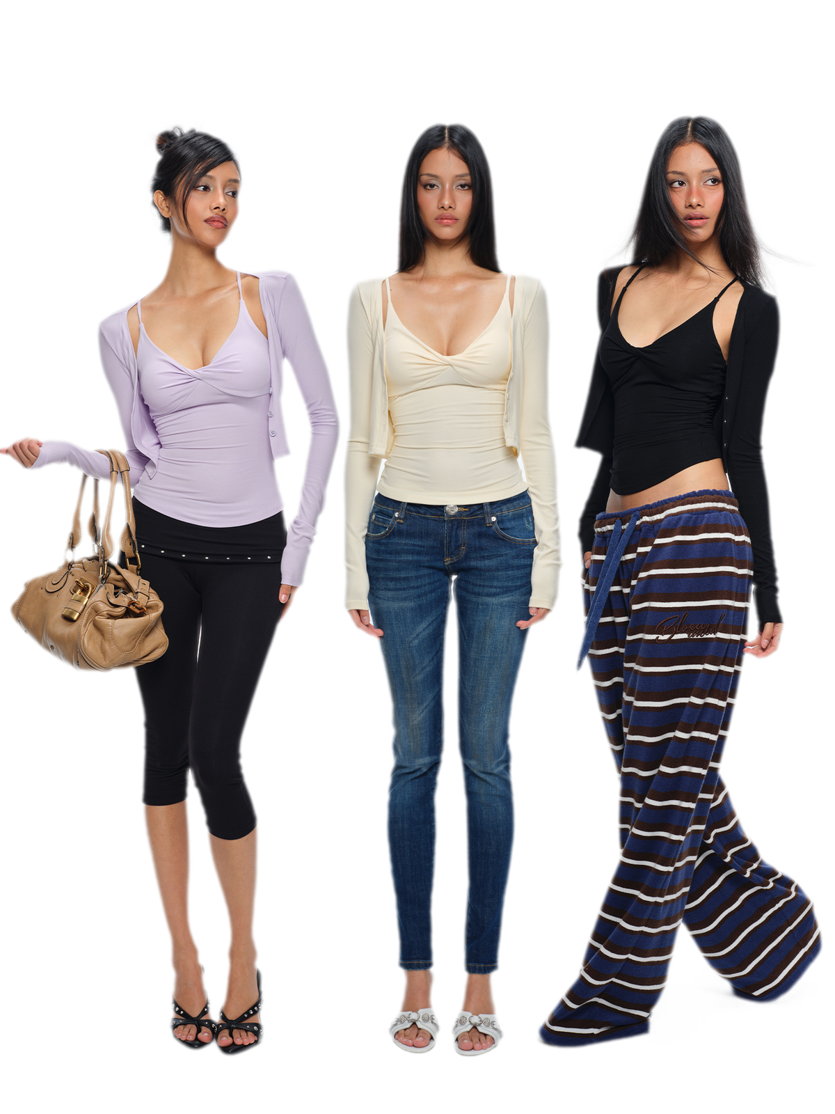 Twisted Bust Camisole Cardigan Set