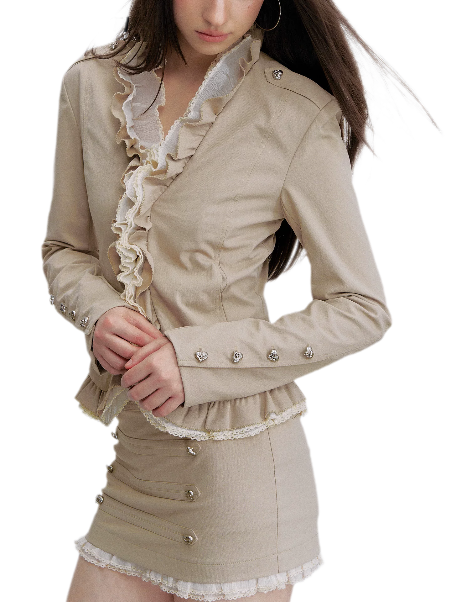 Ruffle Mesh Waist Jacket