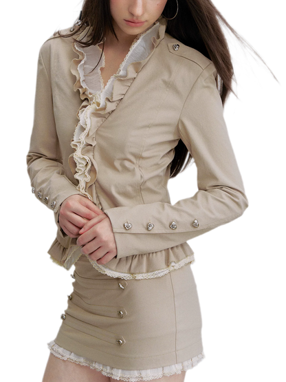 Ruffle Mesh Waist Jacket