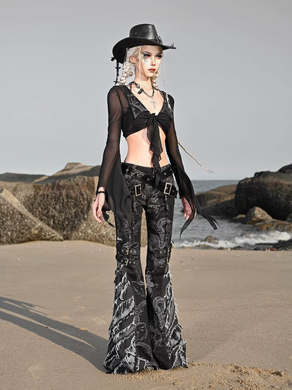 Dragon Graphic Flared Jeans