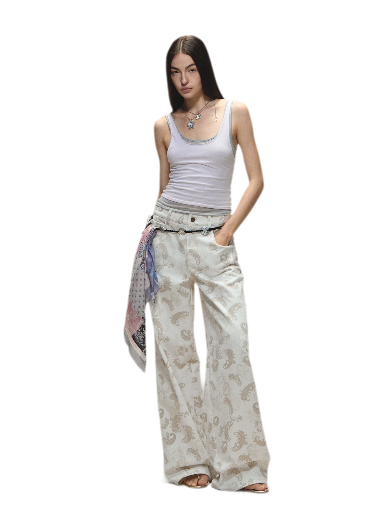 Original Paisley Print Washed Straight-Leg Jeans
