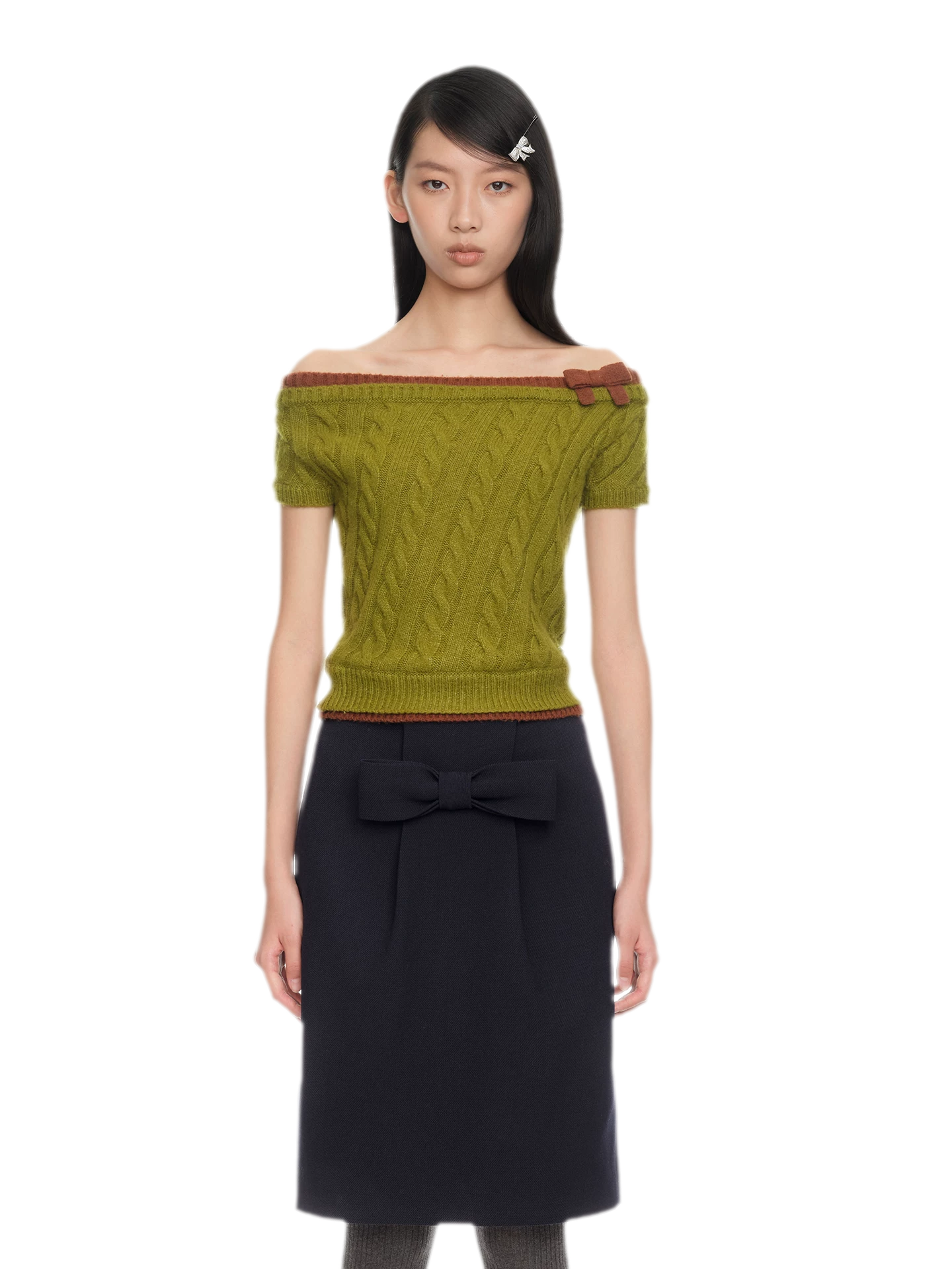 Cable Knit Off-Shoulder Top