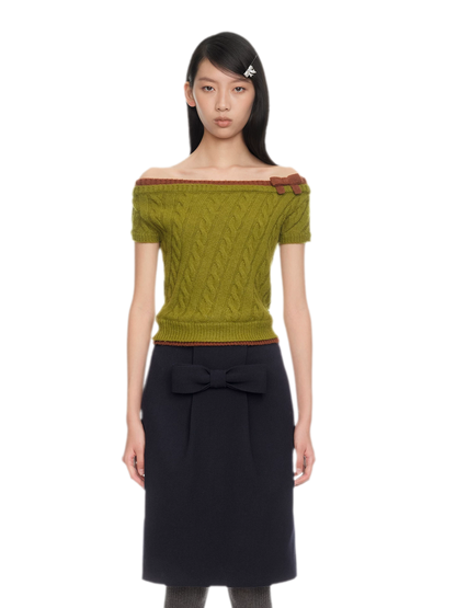 Cable Knit Off-Shoulder Top