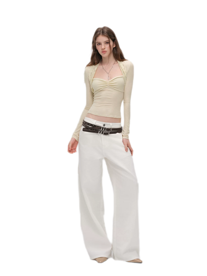 Ruched Lace Layered Top