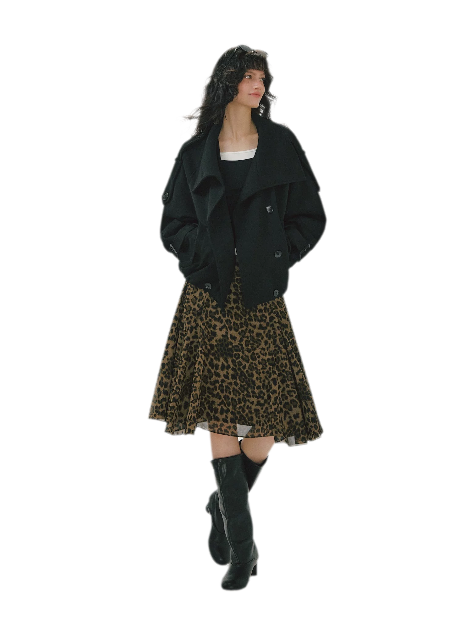 Flowing Leopard Print Midi Skirt