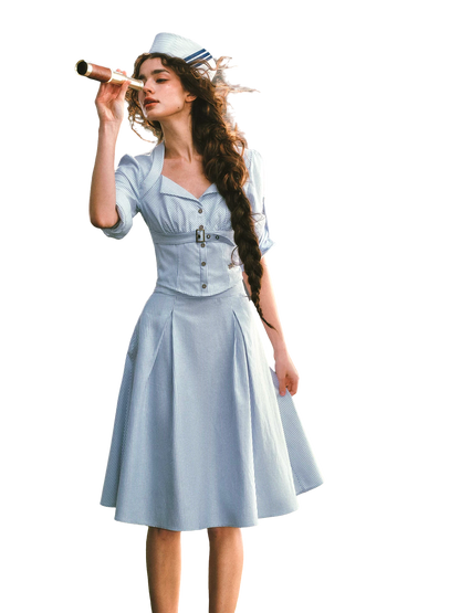 Nautical Lover Blue Stripe Shirt &amp; Skirt Set
