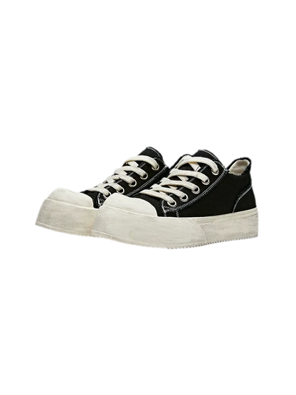 Distressed Platform Canvas Sneakers