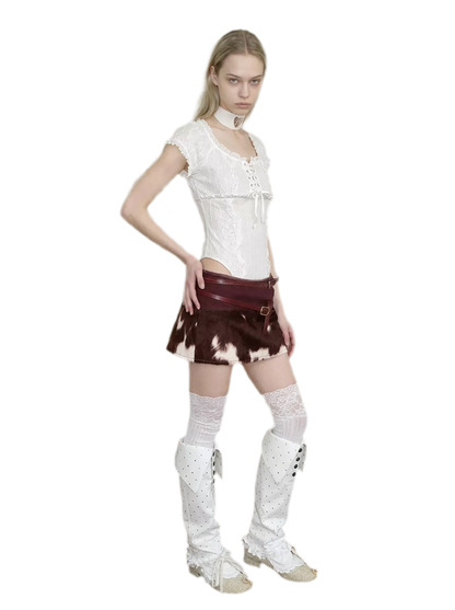 Fuzzy Mottled Low-Rise Mini Skirt