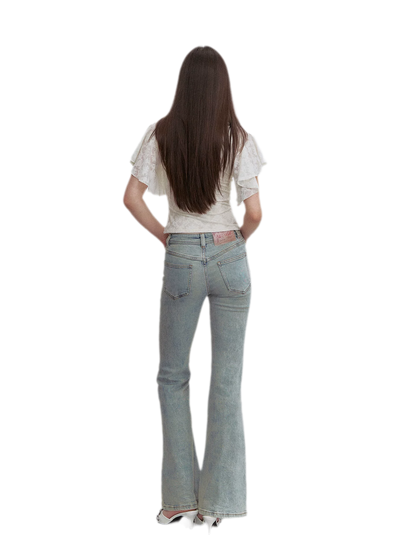 Vintage Wash Micro-Flare Jeans