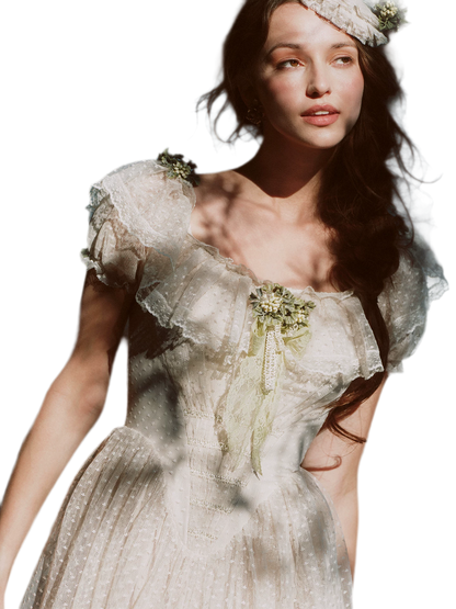 French Lace Princess Midi Dress