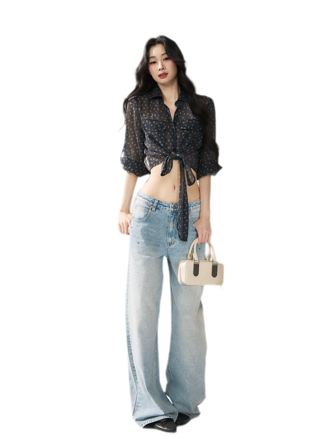 7SHIFTIN Floral Sheer Tie Shirt – view 2