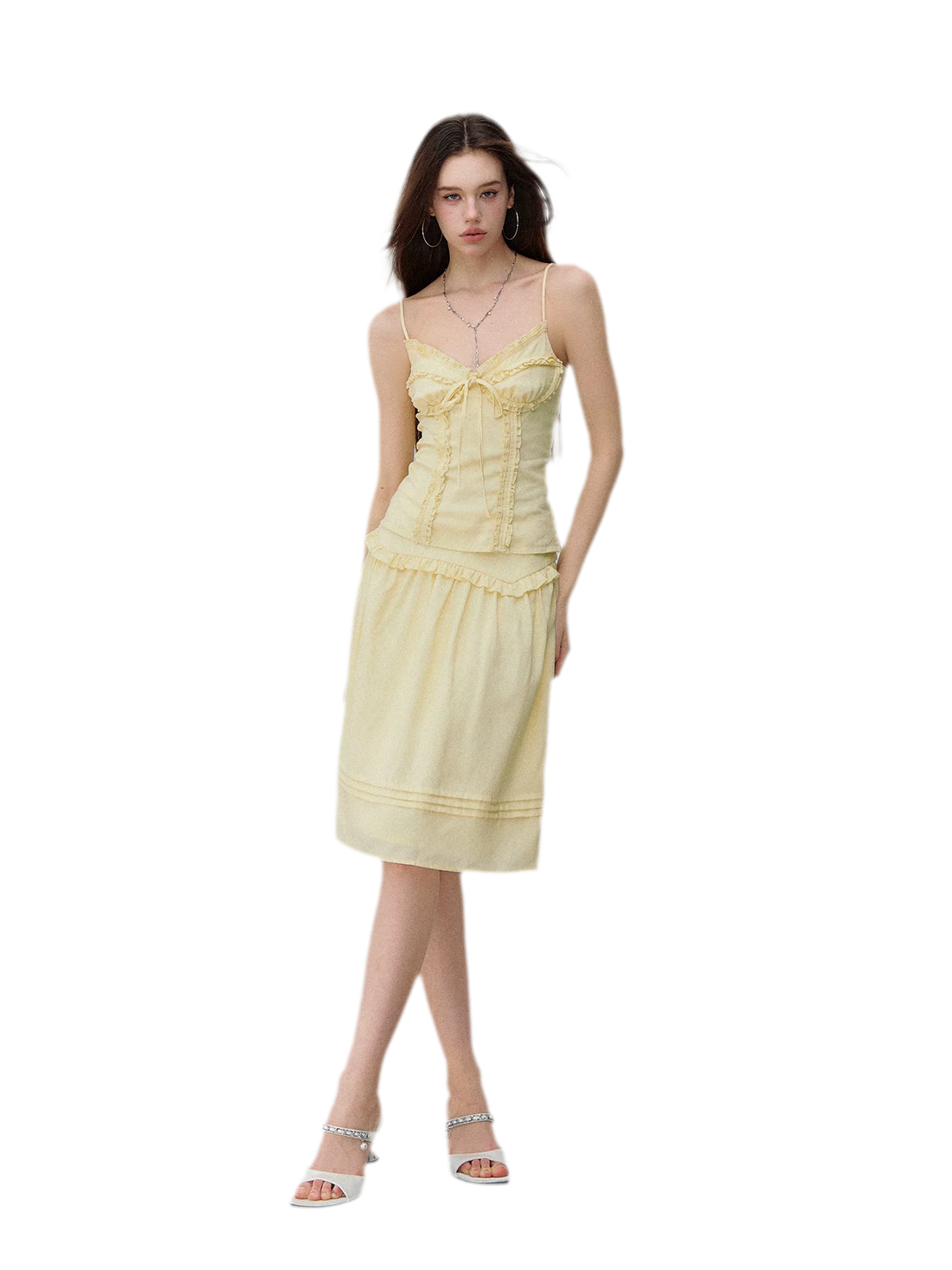 Semi-Sweet Design Bowknot Ruffle Camisole &amp; Skirt Set