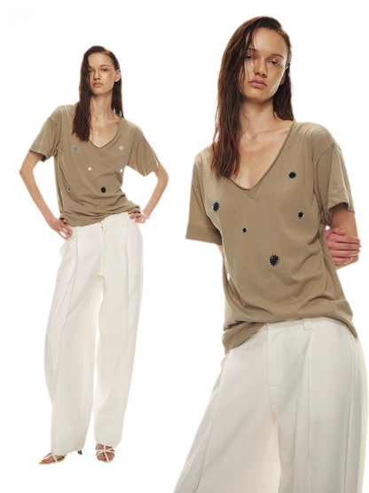 Relaxed Stylish V-Neck Short Sleeve T-Shirt