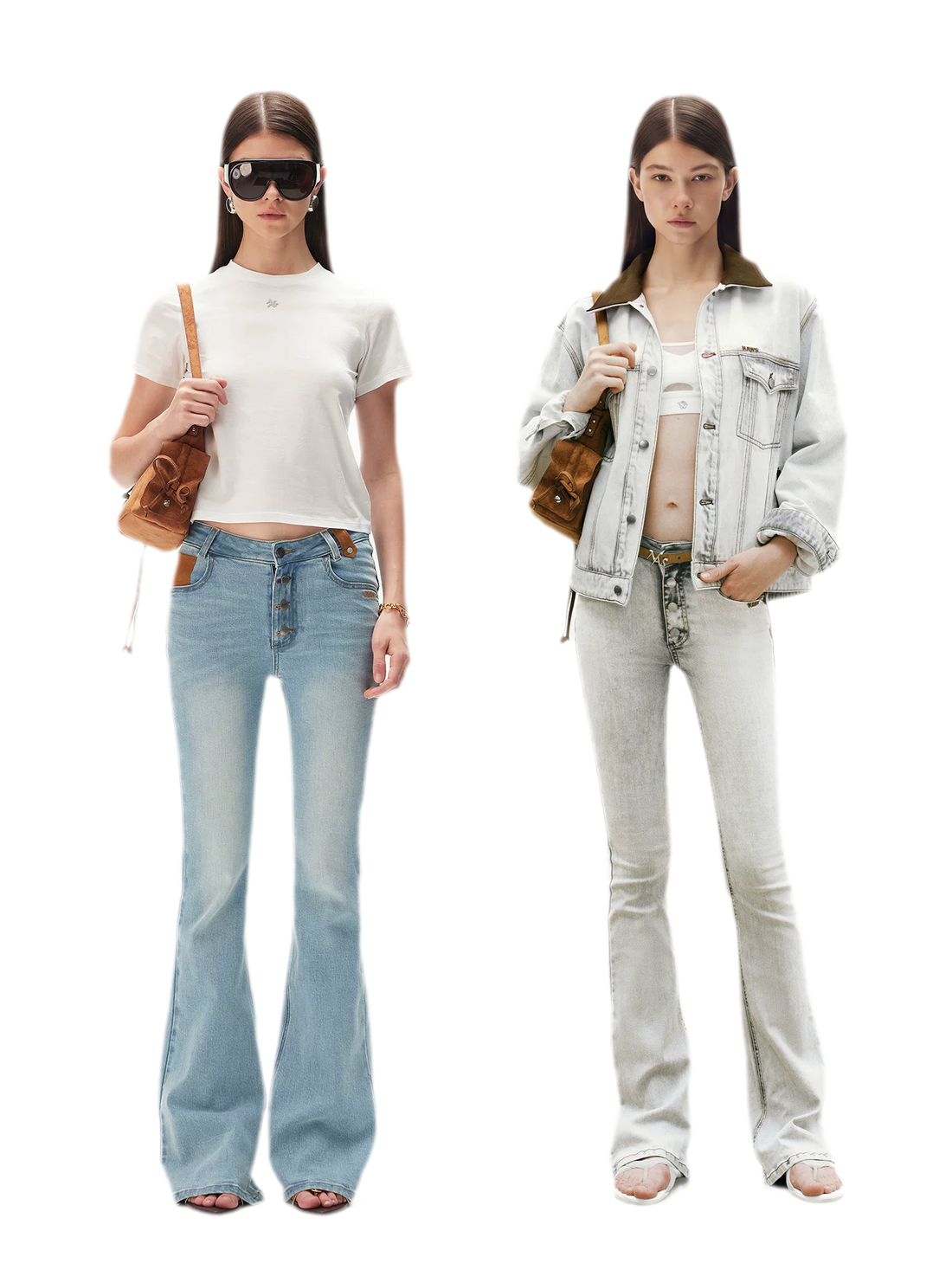 Contrast Wash Slim Flare Jeans