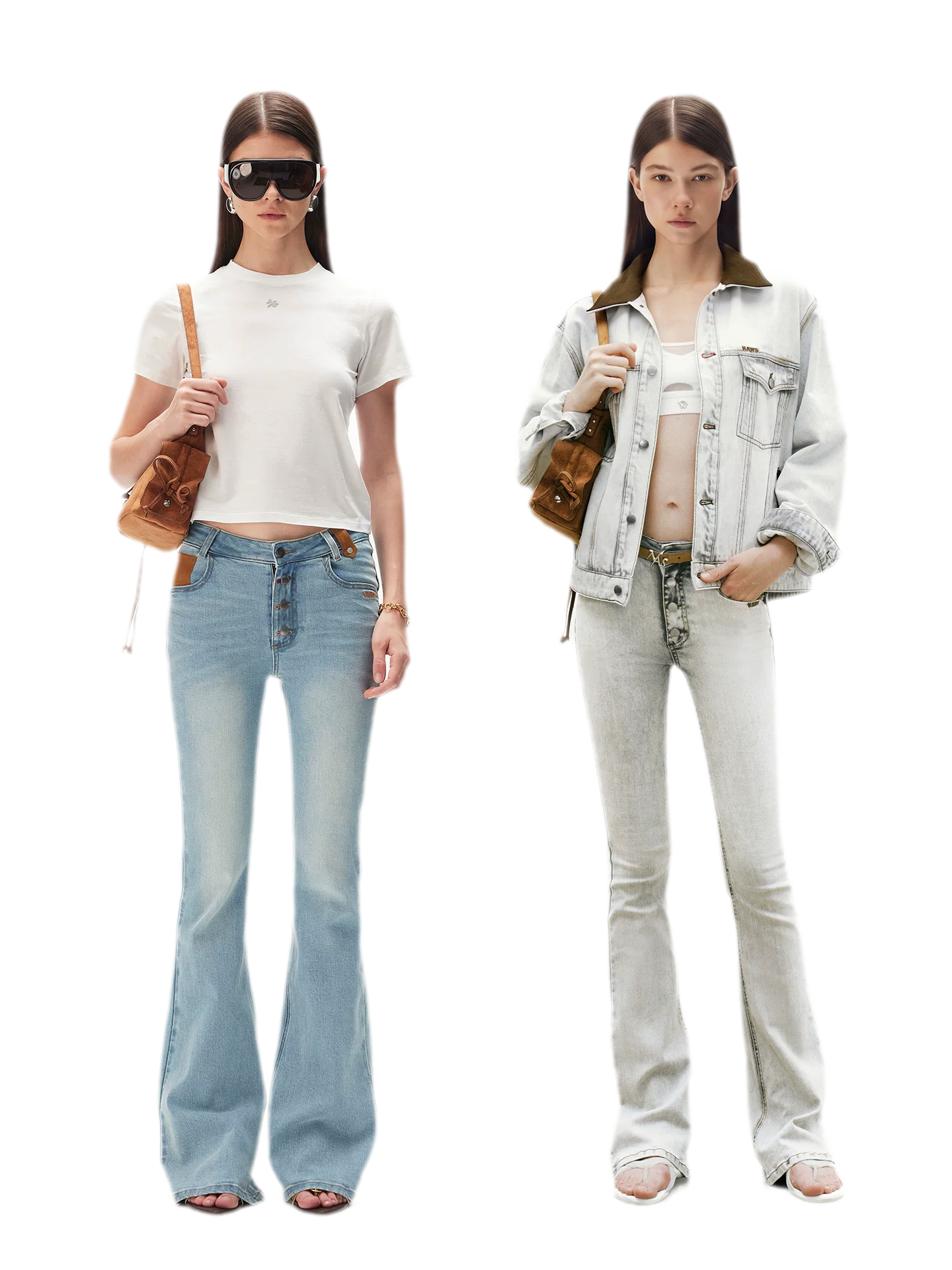 Contrast Wash Slim Flare Jeans
