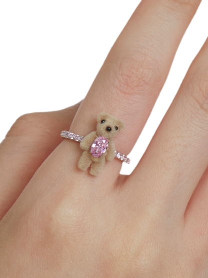 Velvet Mini Bear Pearl Ring