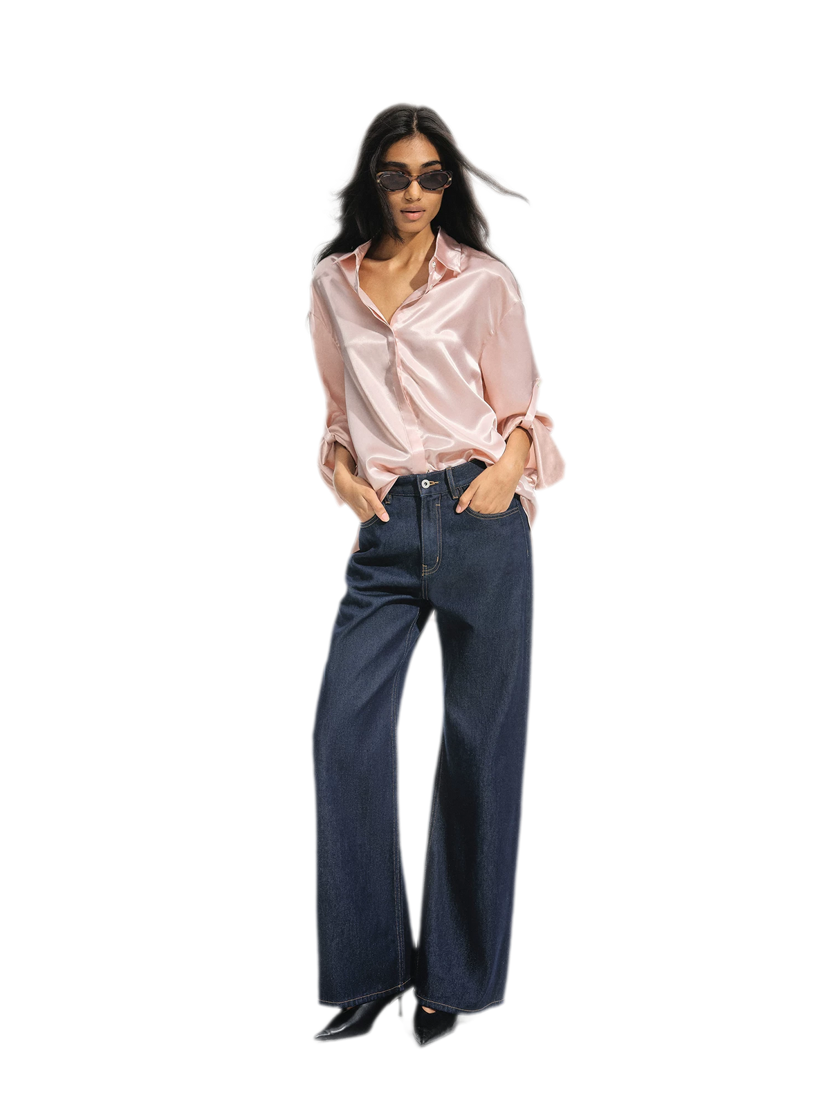 Camisa holgada de acetato brillante