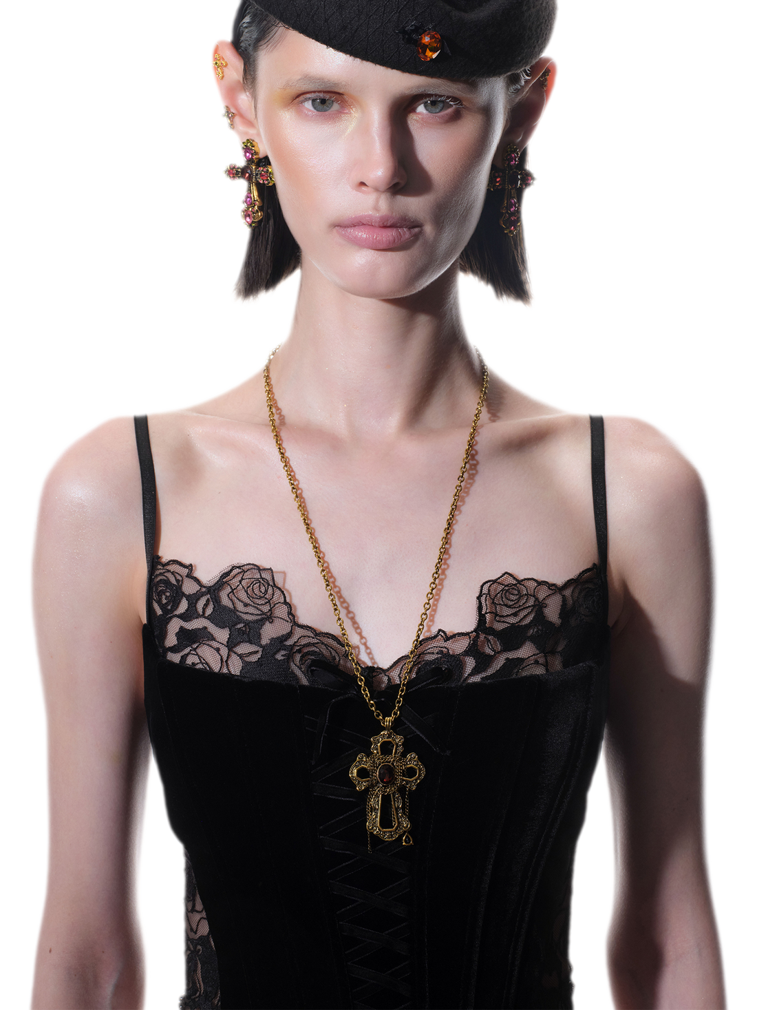 Baroque Crystal Cross Necklace