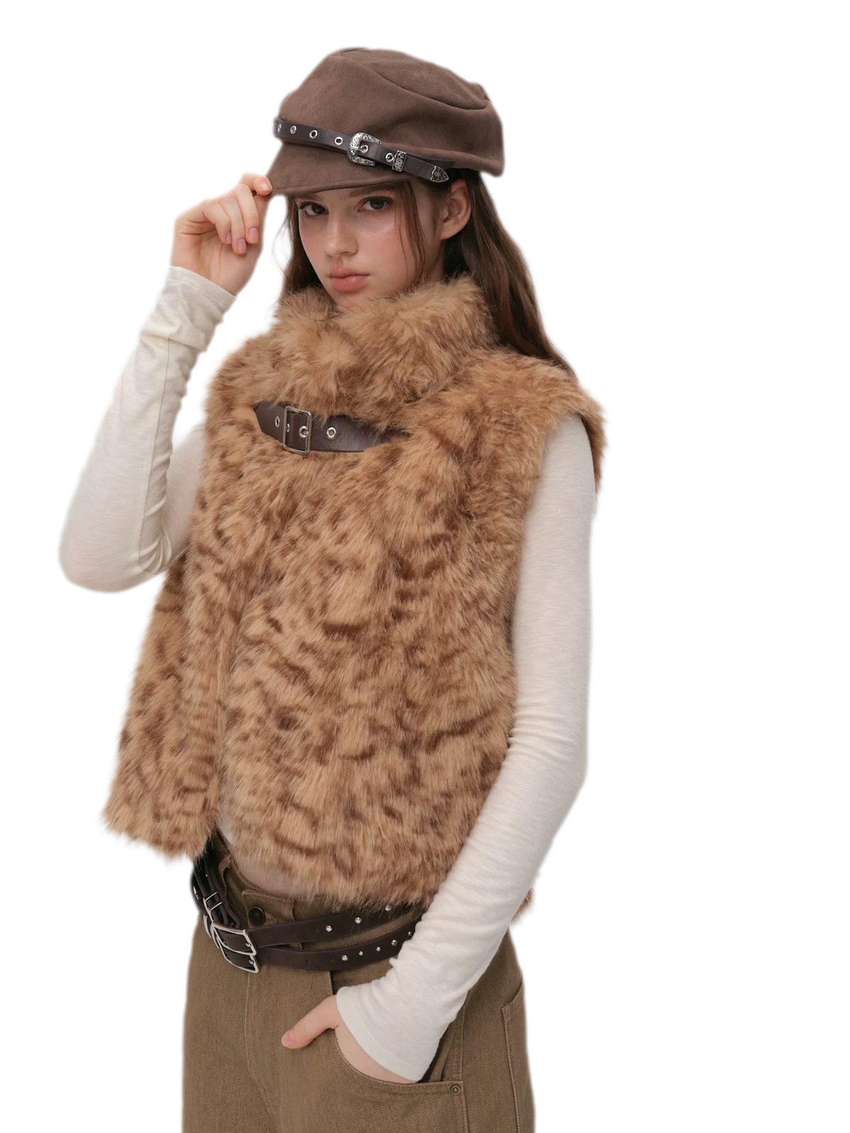 Detachable Sleeve Faux Fur Vest