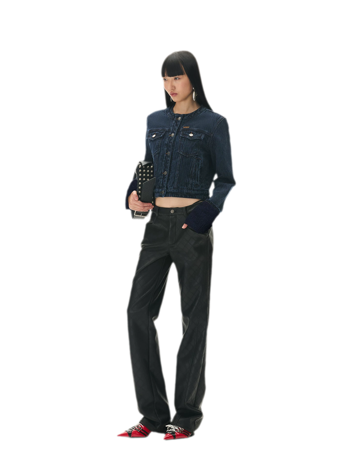Diamond-Quilted Straight-Leg Pants