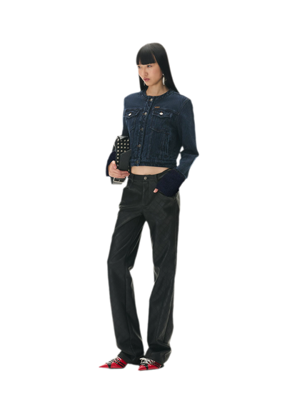 Diamond-Quilted Straight-Leg Pants