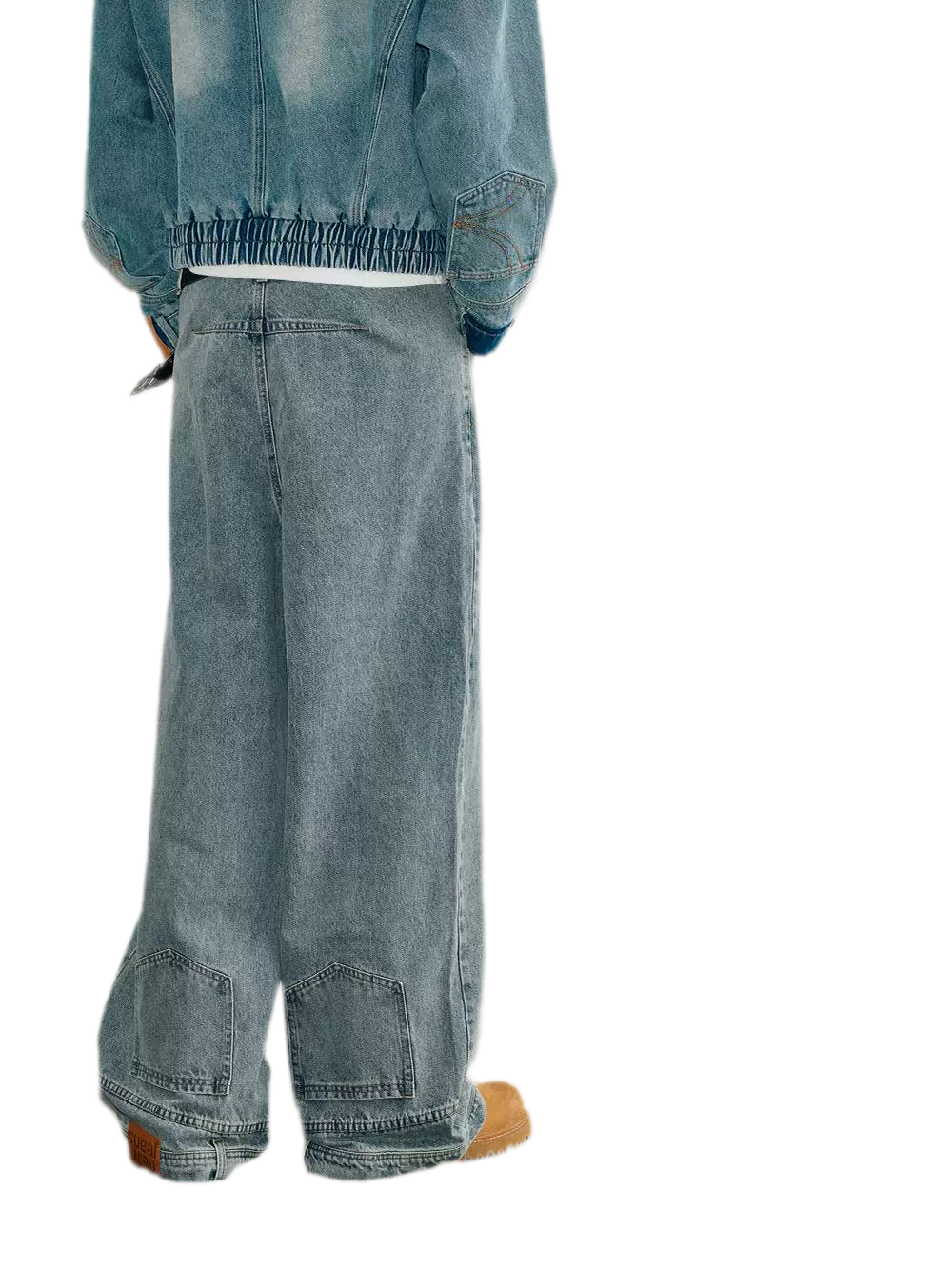 Washed Denim Wide-Leg Jeans
