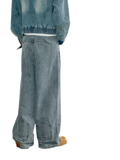 Washed Denim Wide-Leg Jeans