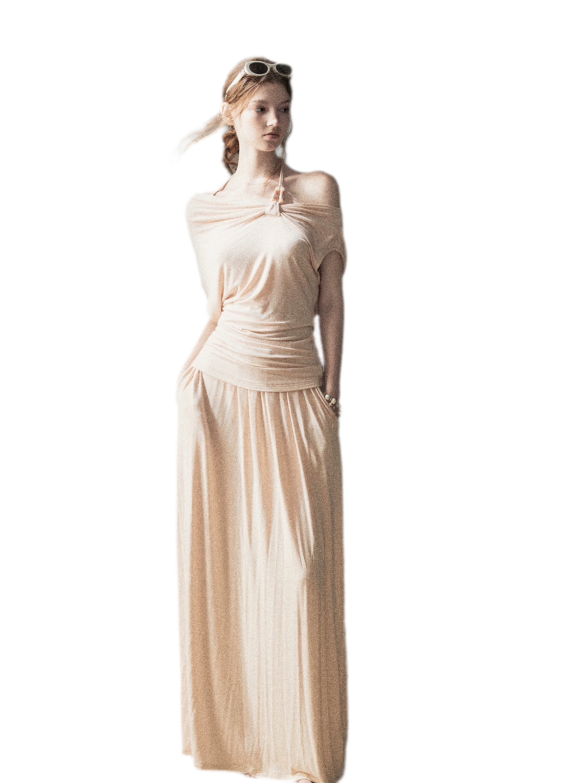 Knot Drape Midi Skirt Set