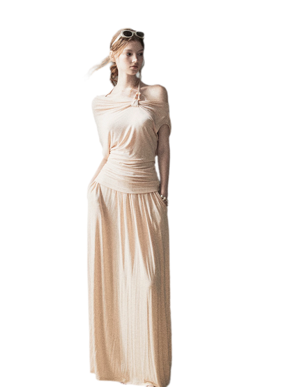 Knot Drape Midi Skirt Set