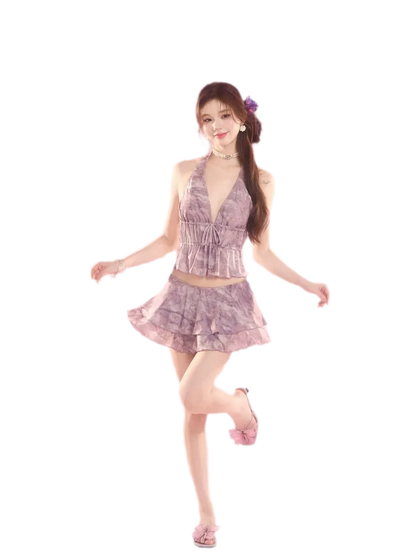 Monet Purple Ruffle Swimsuit