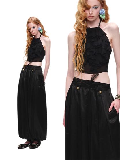 Summer Halter Lace Ruffle Camisole
