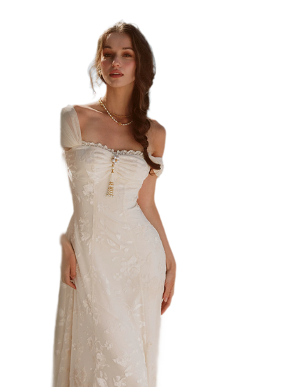 Floral Textured Ruched Maxi Dress