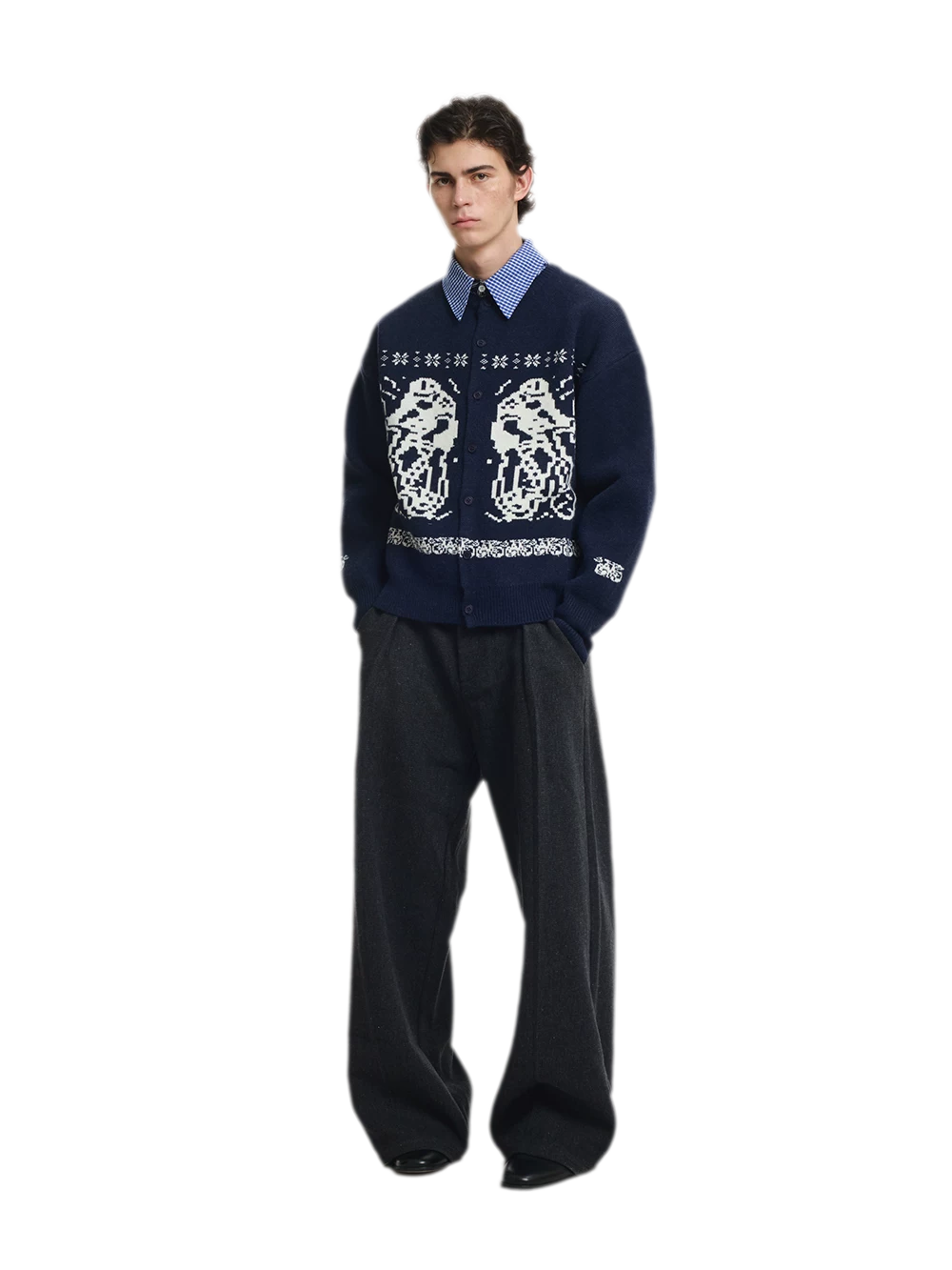 Fair Isle Relaxed Cardigan Sweater