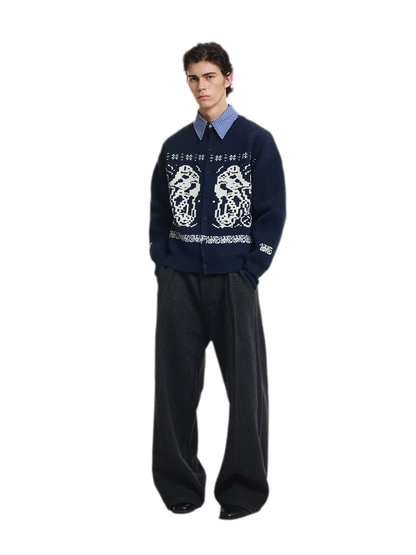 Fair Isle Relaxed Cardigan Sweater
