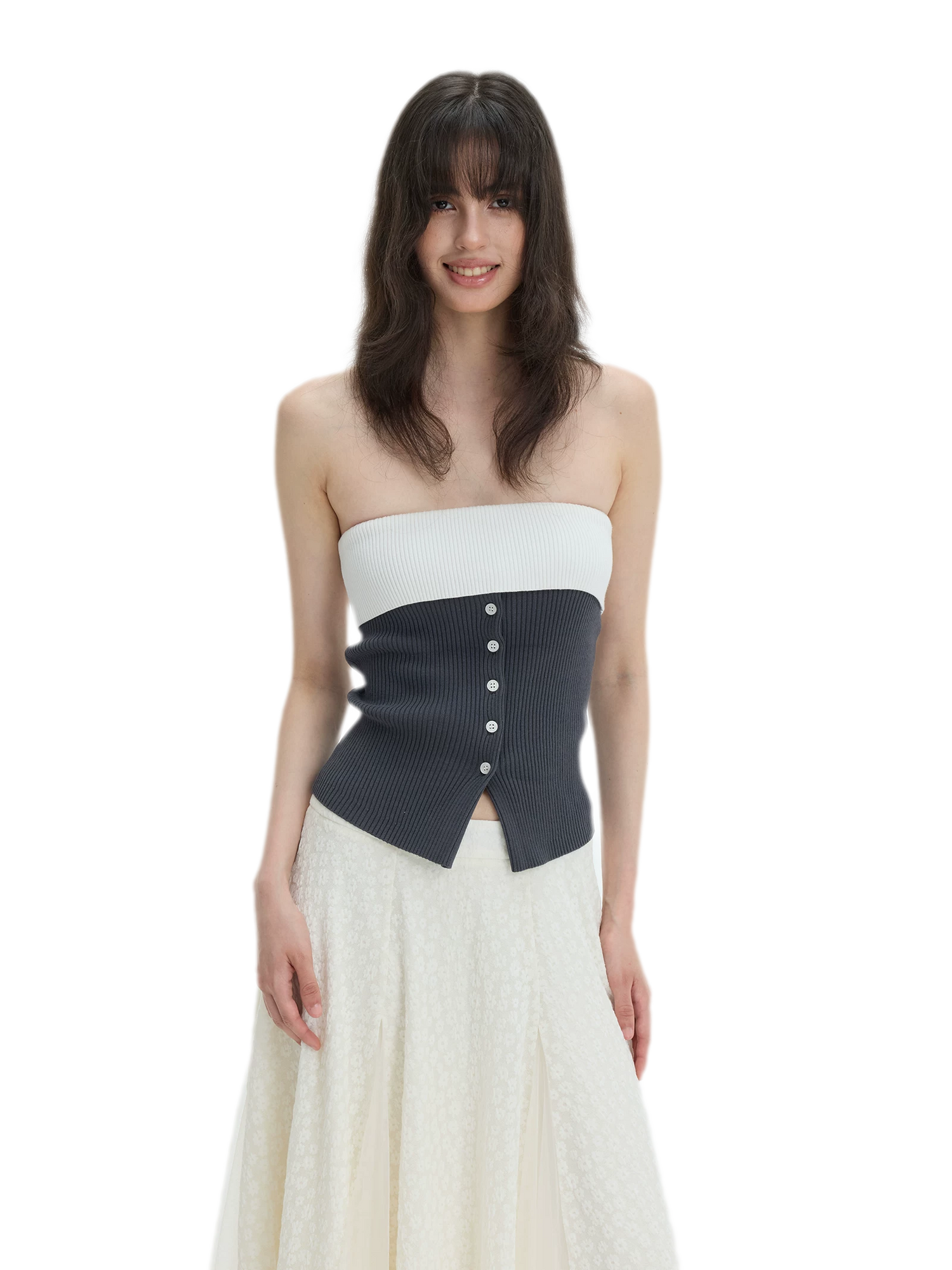 French Colorblock Bandeau Top