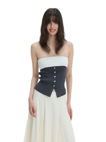 French Colorblock Bandeau Top