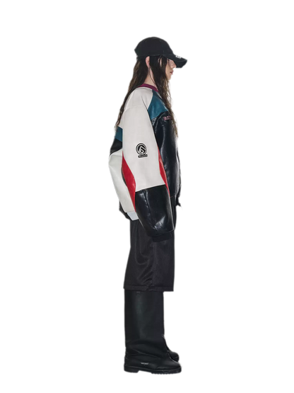 Color-Blocked Embroidered Padded Jacket