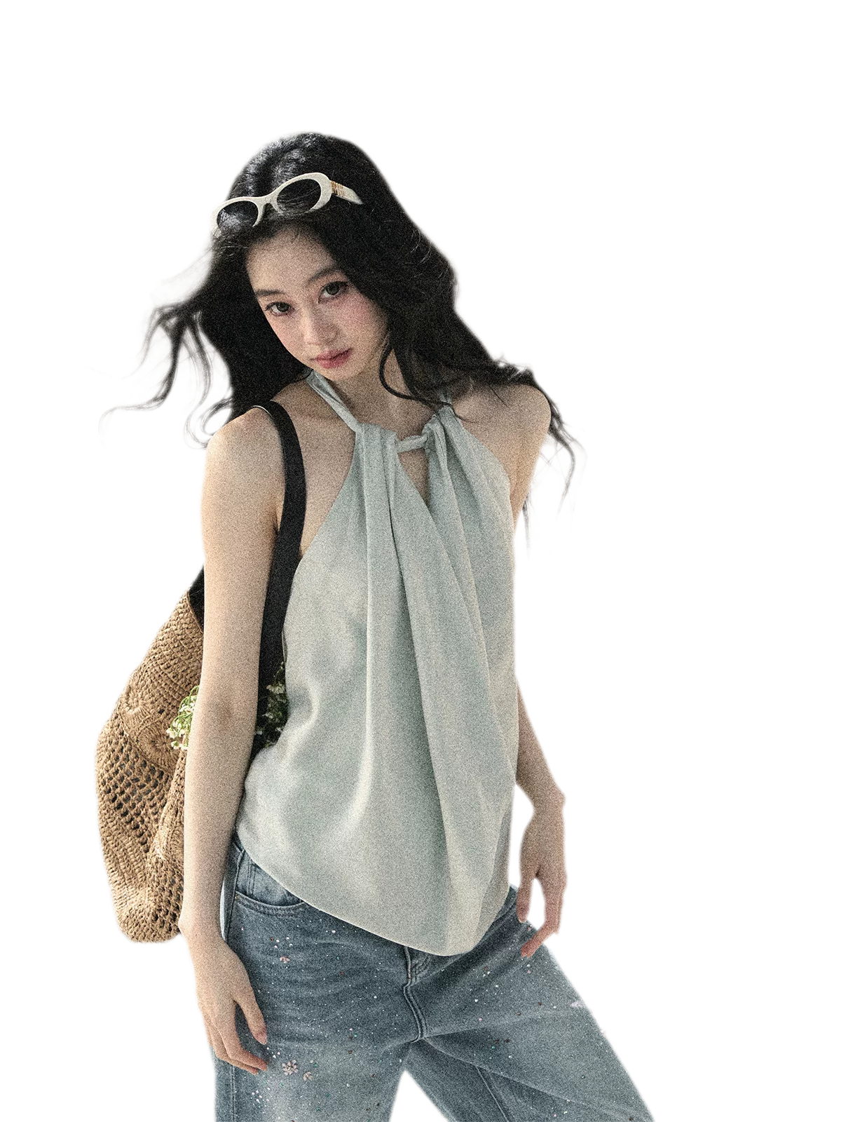 Fluid Halter Backless Top