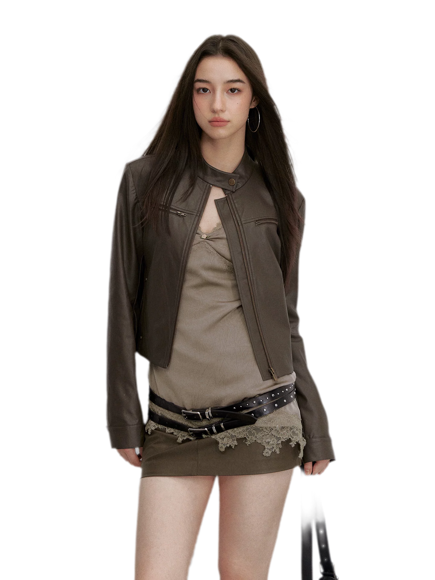PU Leather Cropped Jacket