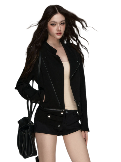 Metal Zip Cropped Hoodie