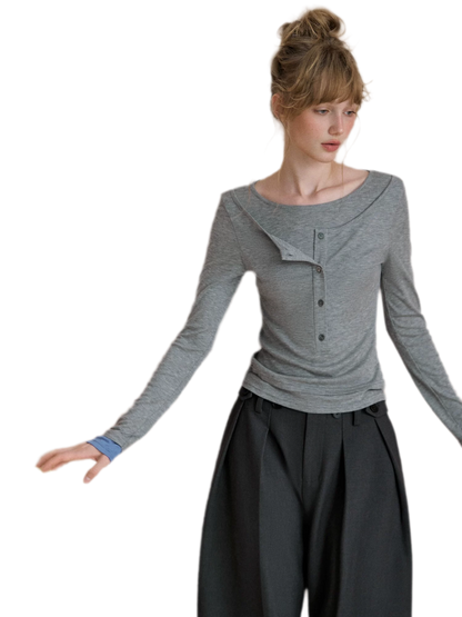 Contrast Cuff Layered Long-Sleeve T-Shirt