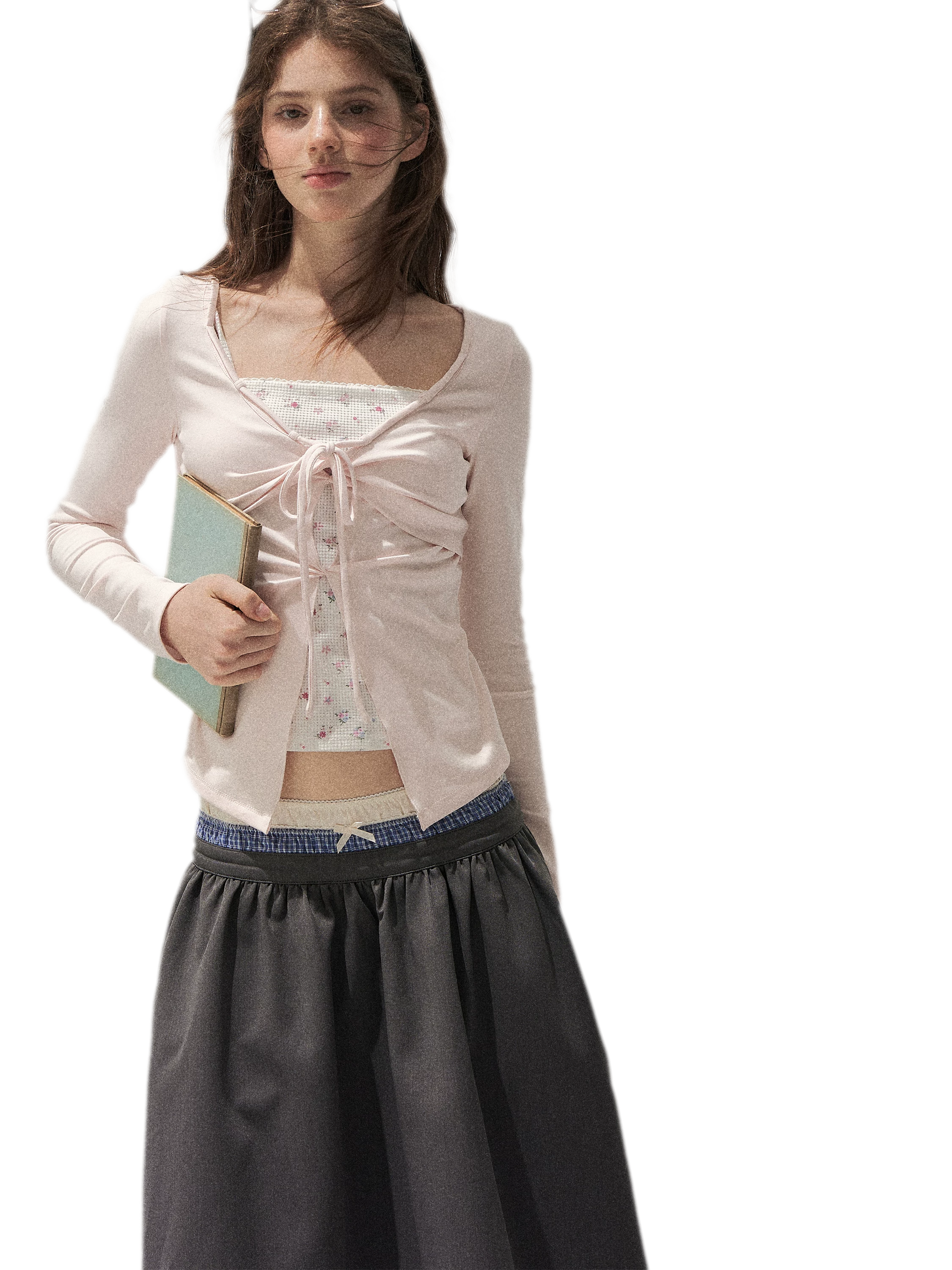 Floral Twist-Knot Layered Tee