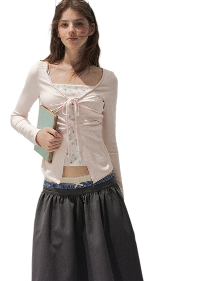 Floral Twist-Knot Layered Tee