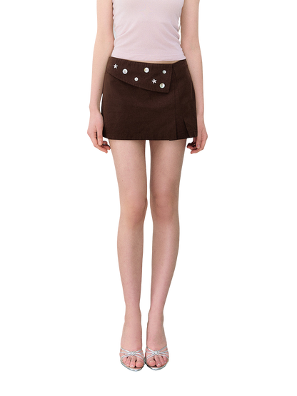 Brown Tone Starburst Asymmetric Skirt