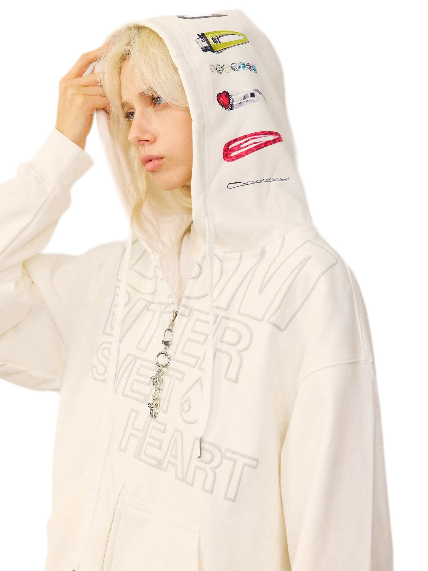 Raised Logo Zip Hoodie