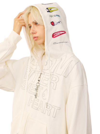 Raised Logo Zip Hoodie