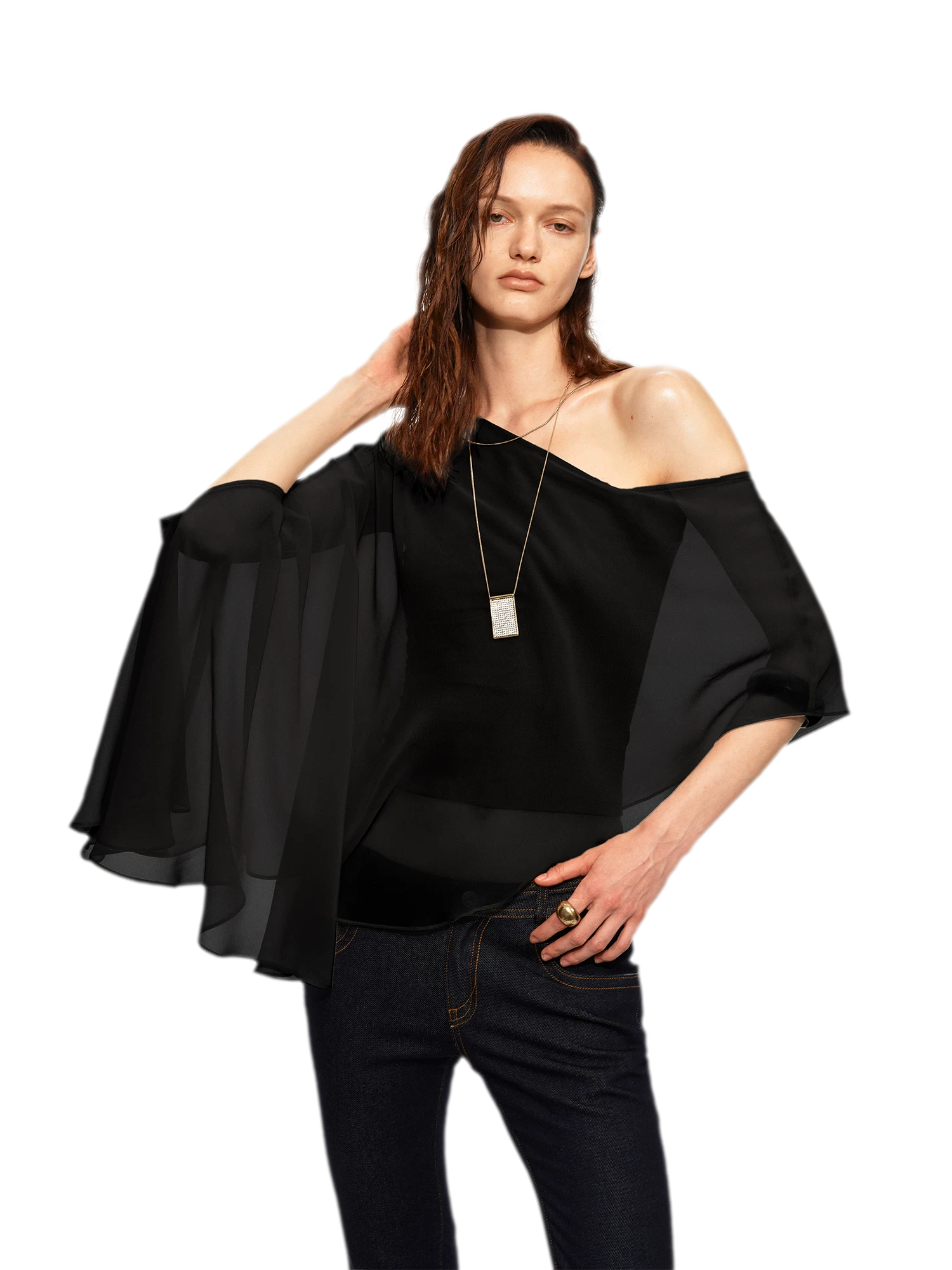Matte Chiffon Cape Top