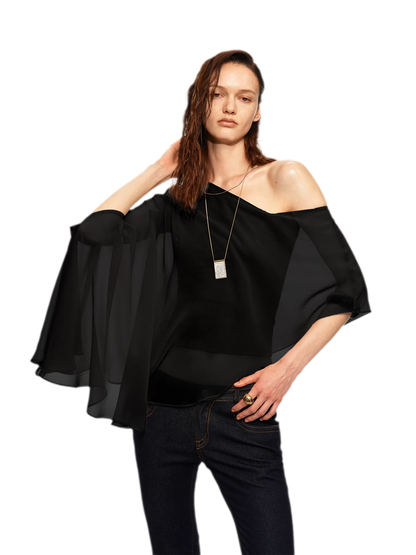 Matte Chiffon Cape Top